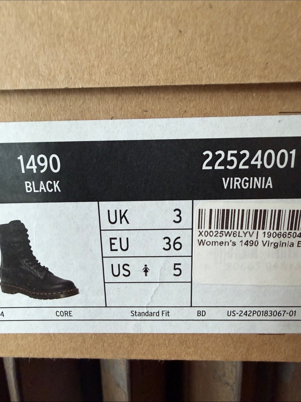 Dr. Martens Black Virginia Leather Lace-Up Boots with Yellow Stitching Accent - Picture 8 of 8